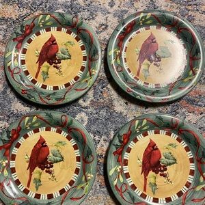 Lenox Holiday Plates with Red Cardinal Design